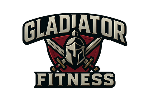Sporty logo that says "Gladiator Fitness"